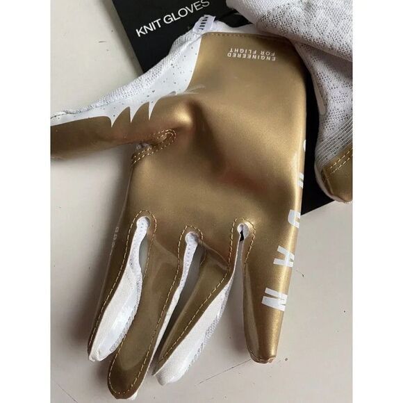 NIKE JORDAN VAPOR KNIT 4.0 METALLIC Football Receiver Gloves White Gold Size L - Picture 4 of 10